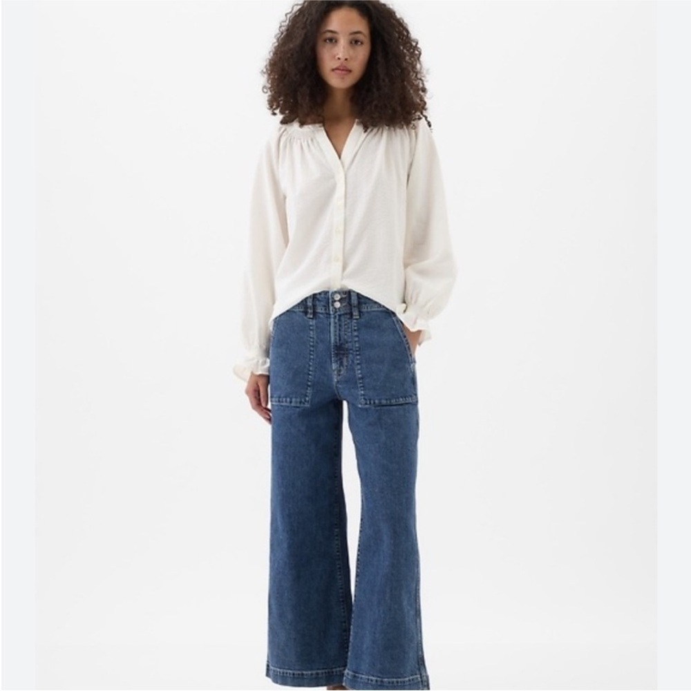 GAP Denim High Rise Wide Leg Crop Jeans Size 18/34 Regular